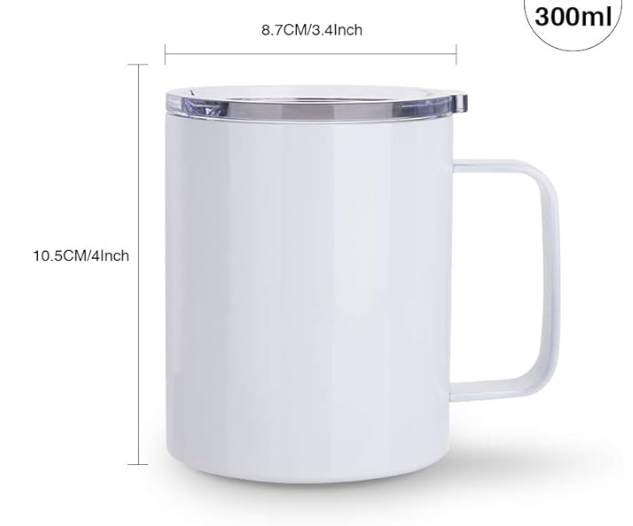 Custom White Stainless Steel Coffee Mug with Lid